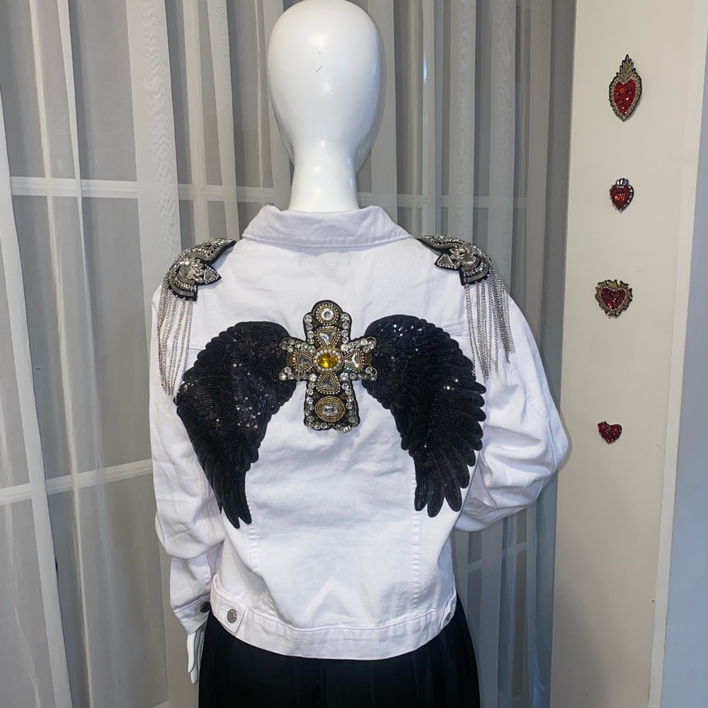 White Embellished Jean Jacket